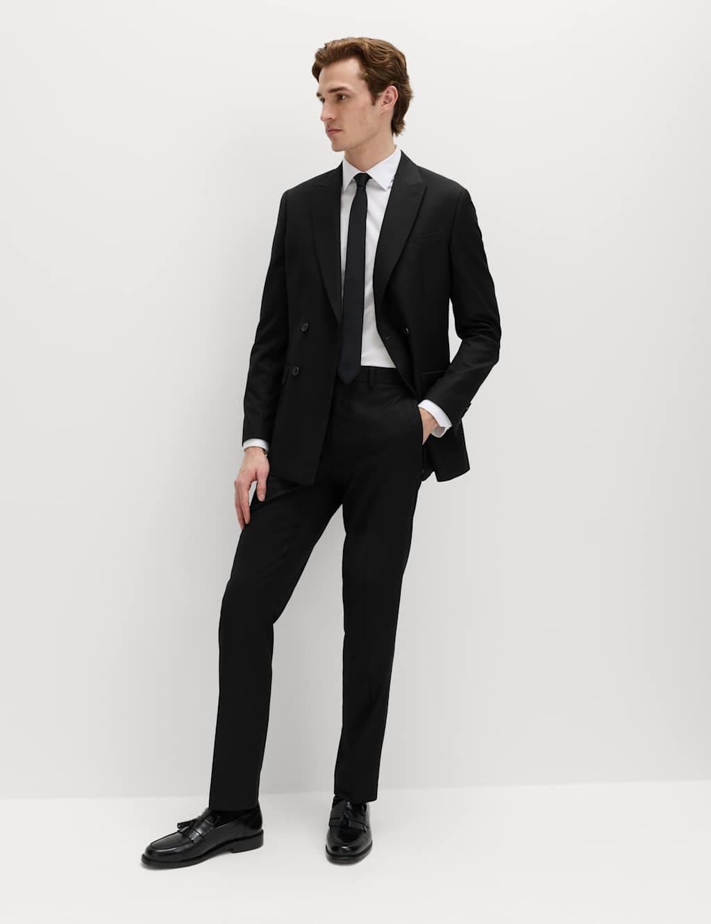 Marks & Spencer M&S Slim Fit Double Breasted Jacket with Stretch Black - 5