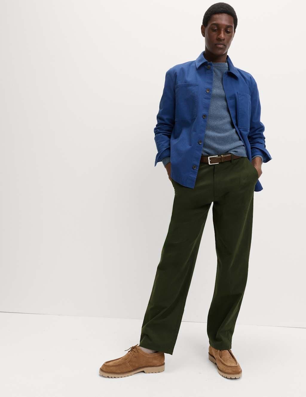 Marks & Spencer M&S Loose Fit Stretch Chinos Dark Khaki - 2