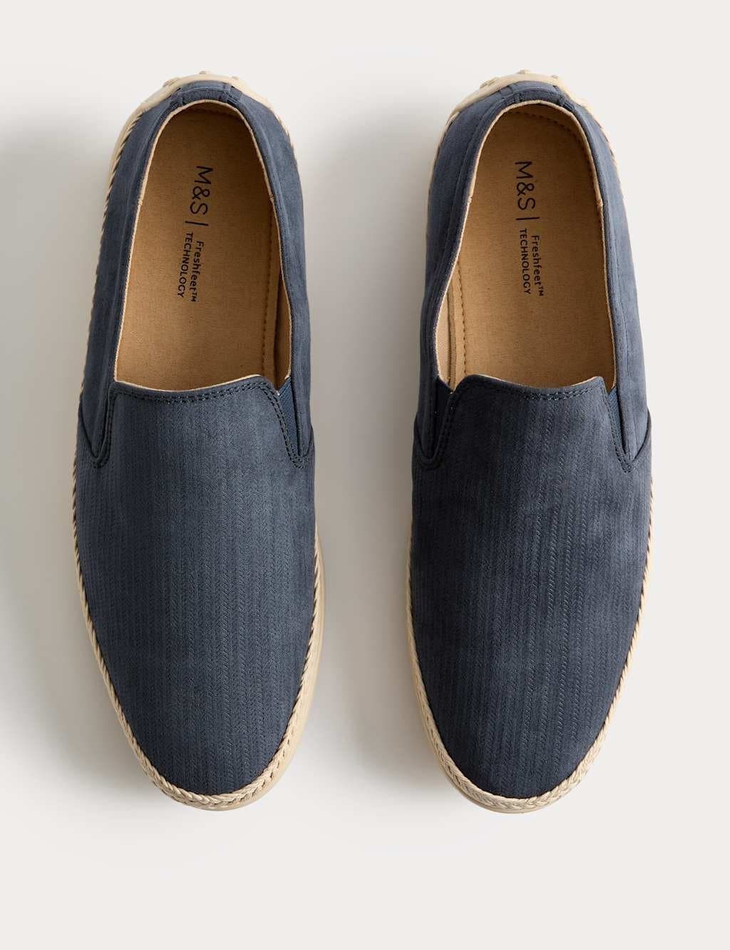 Marks & Spencer M&S Textured Canvas Jute Rimmed Espadrilles Mid Blue