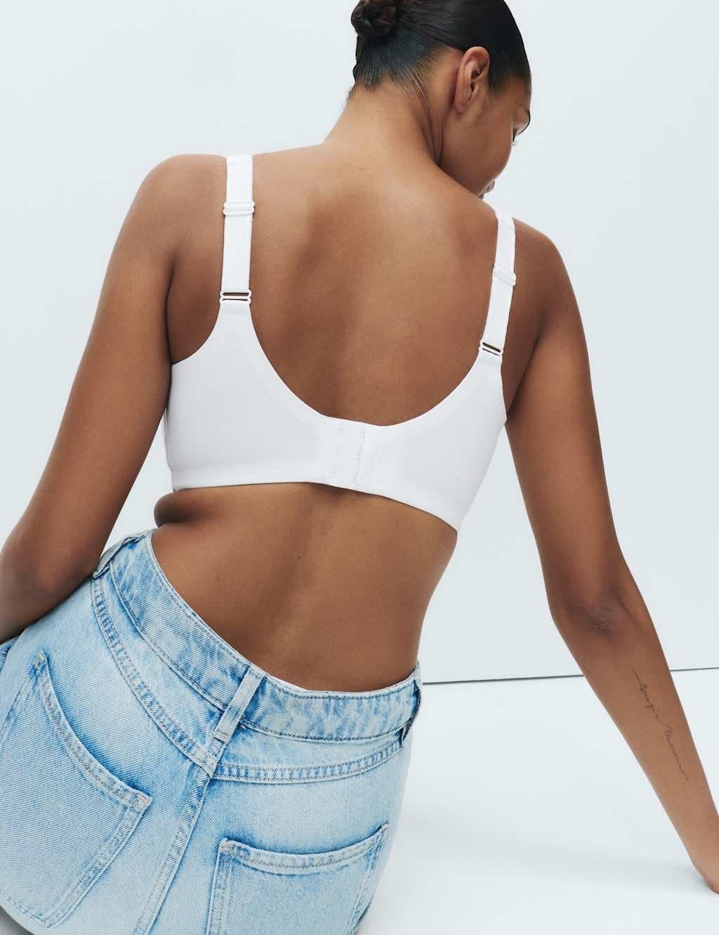 Marks & Spencer M&S Cotton Blend & Lace Non Wired Total Support Bra B-H White - 4