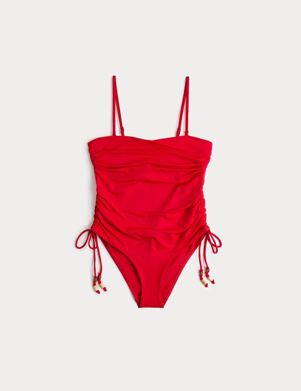 Marks & Spencer M&S Tummy Control Wired Ruched Bandeau Swimsuit Lacquer Red - 2