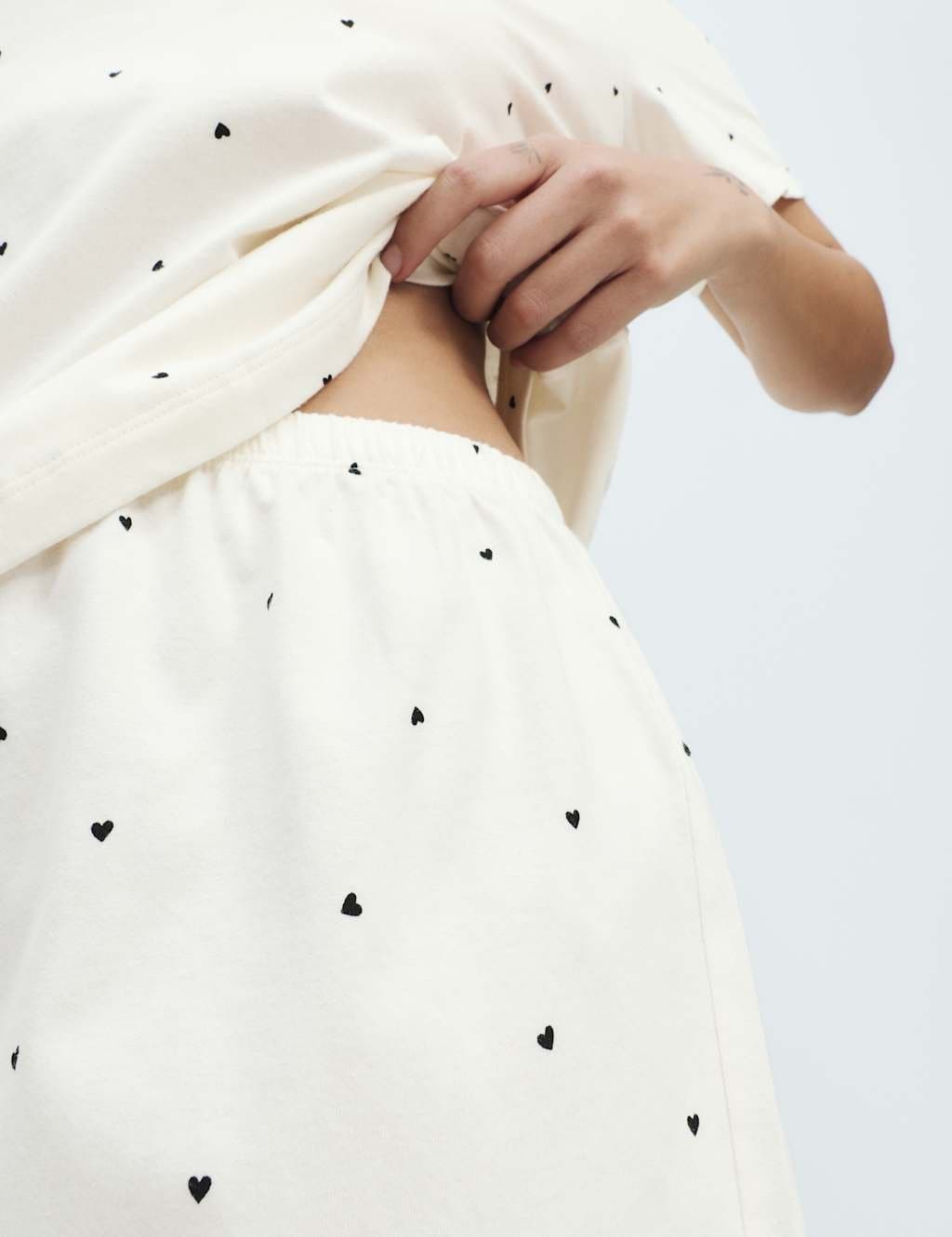 Marks & Spencer M&S Cotton Rich Printed Shortie Set Ivory Mix - 3