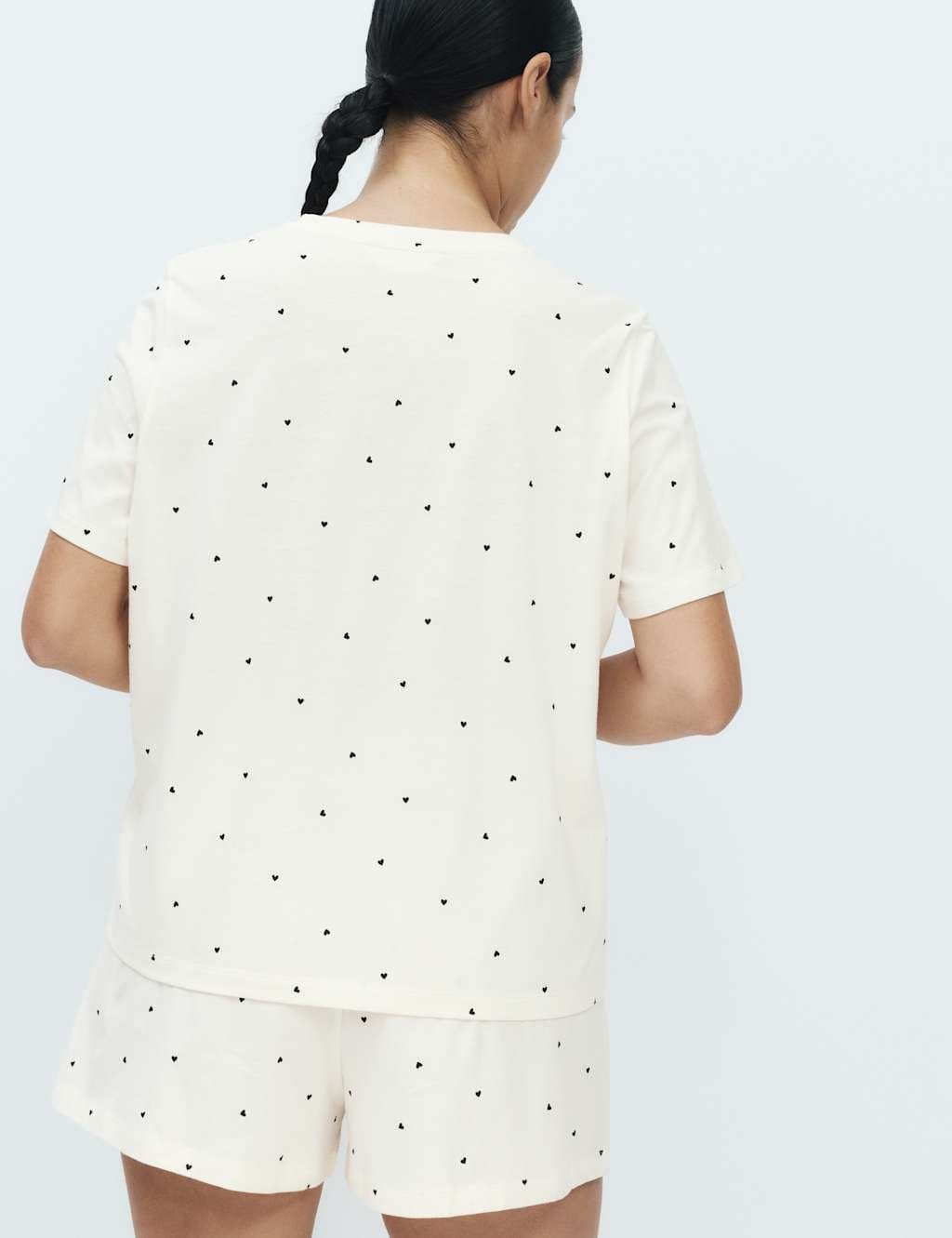 Marks & Spencer M&S Cotton Rich Printed Shortie Set Ivory Mix - 4