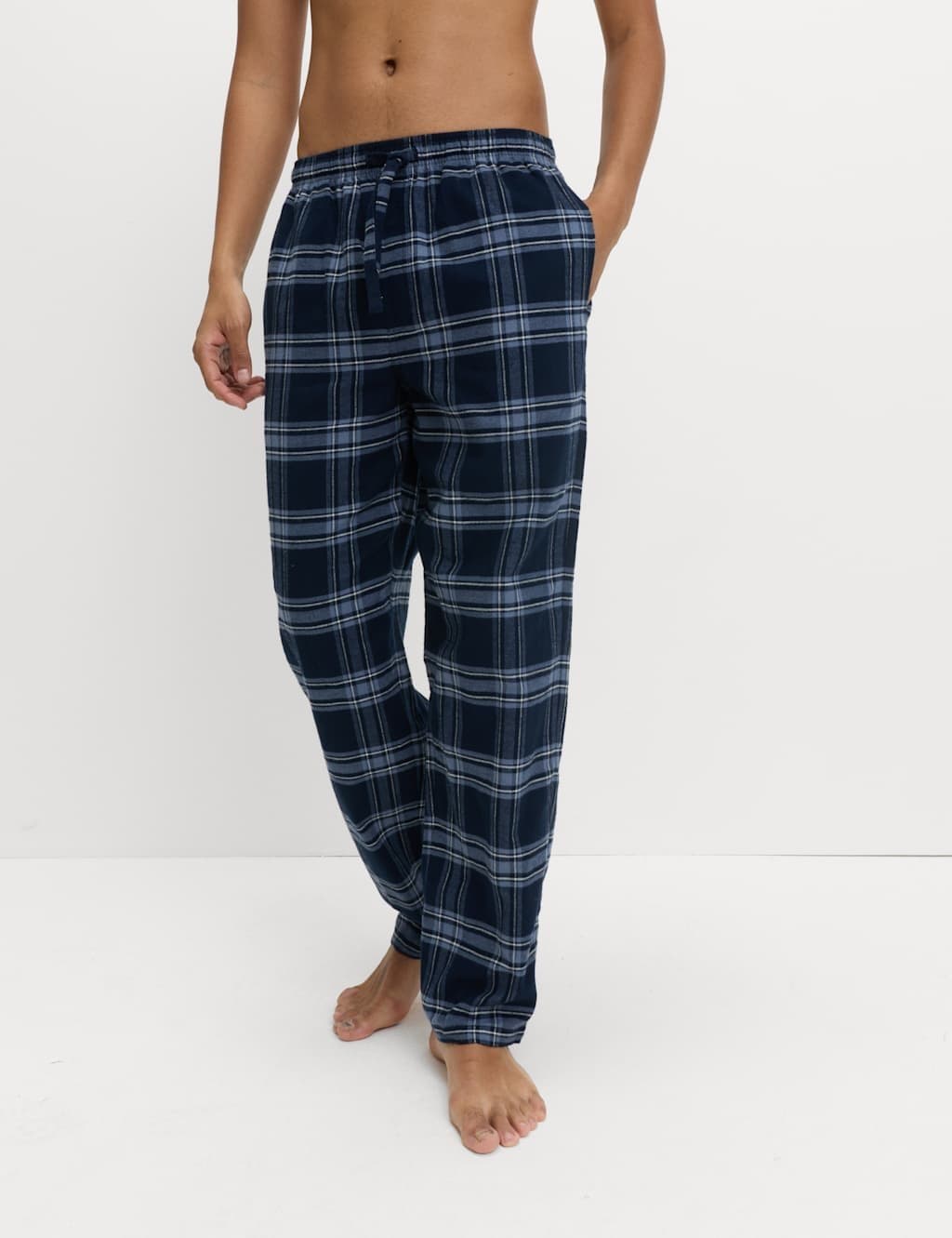 Marks & Spencer M&S 2 Pack Brushed Cotton Pyjama Bottoms Navy Mix - 3