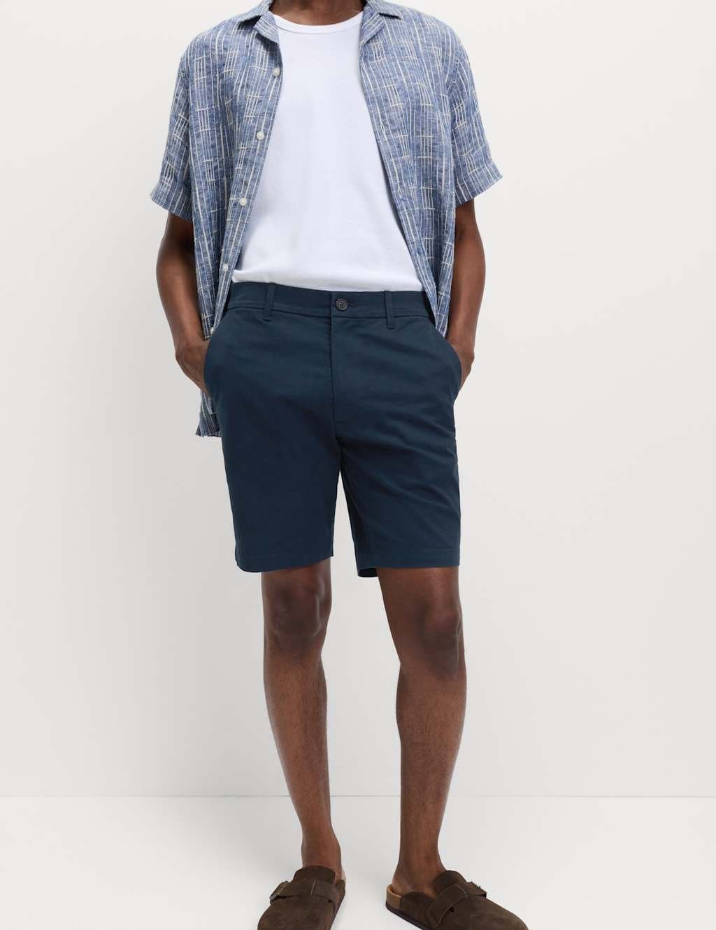 Marks & Spencer M&S Slim Fit Stretch Chino Shorts Navy