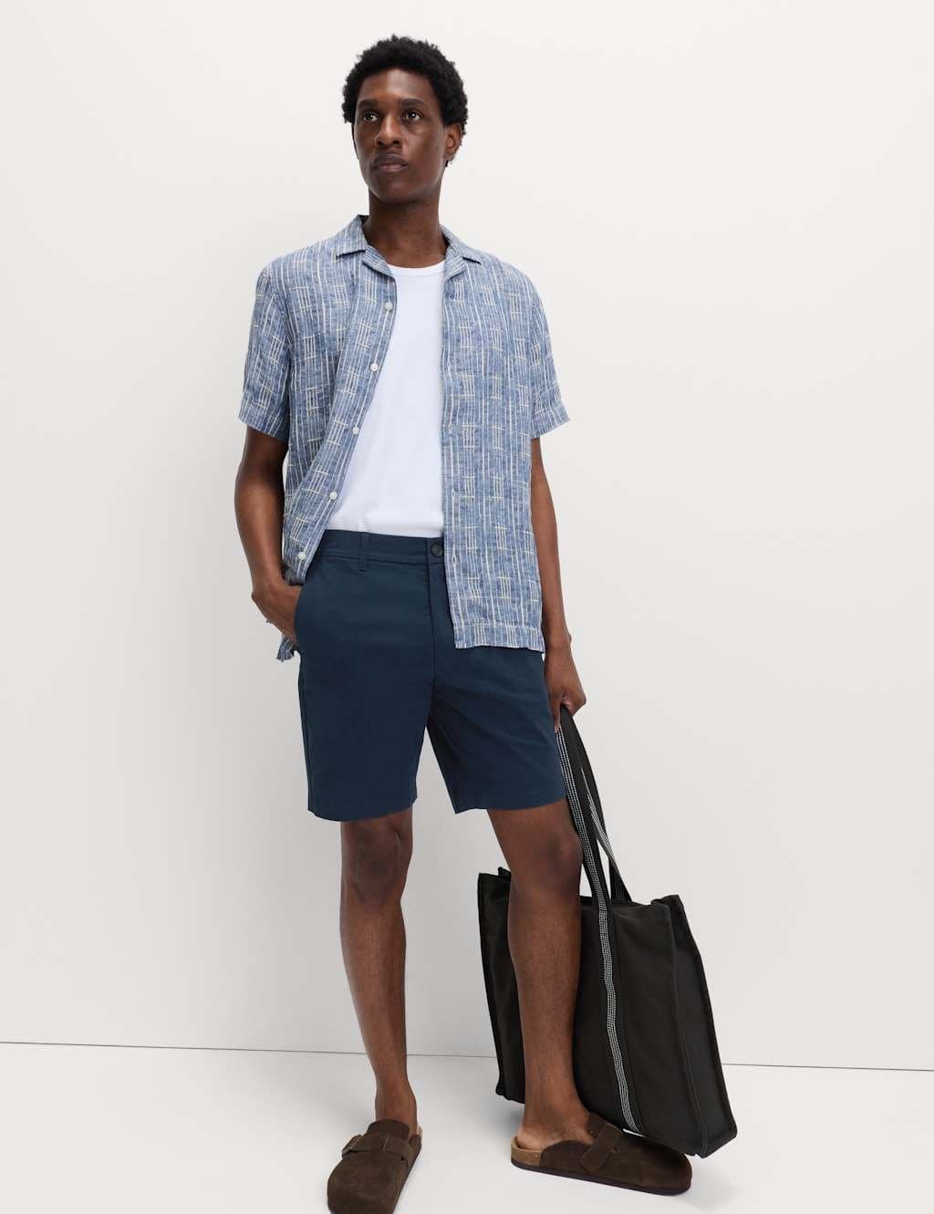 Marks & Spencer M&S Slim Fit Stretch Chino Shorts Navy - 4