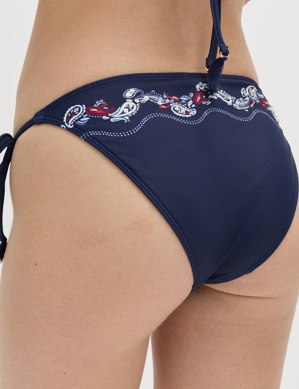 Marks & Spencer M&S Printed Tie Side Bikini Bottoms Navy Mix - 4