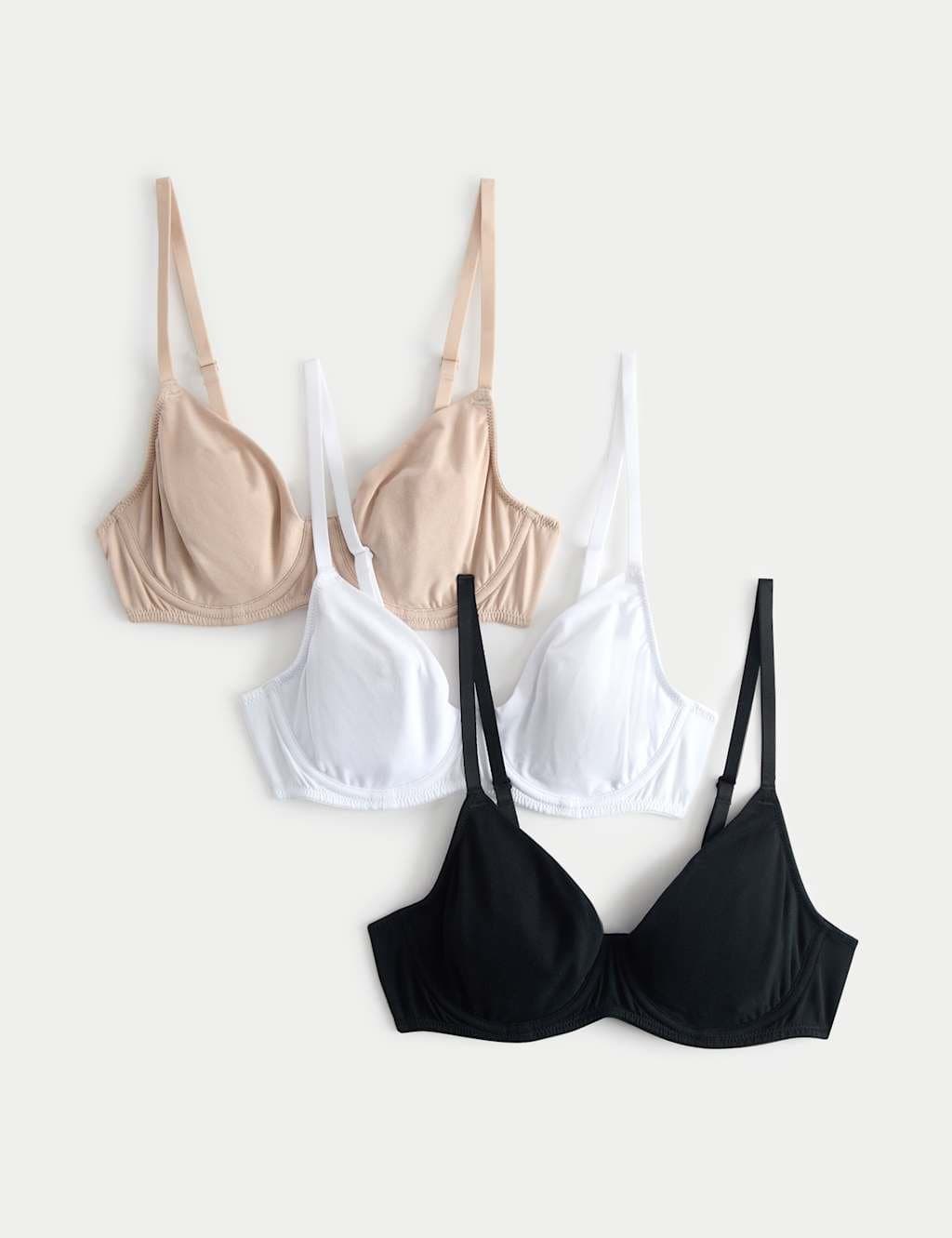 Marks & Spencer M&S 3 Pack Cotton Rich Wired Full Cup Bras (A-E) Black Mix