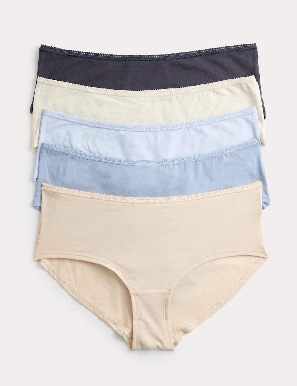 Marks & Spencer M&S 5pk Cotton Rich Lycra® Low Rise Shorts Blue Mix