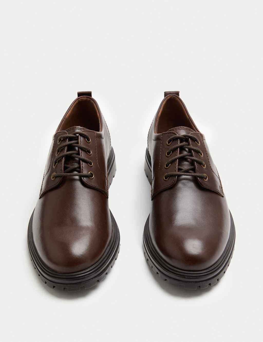 Marks & Spencer M&S Leather Derby Shoes Dark Brown