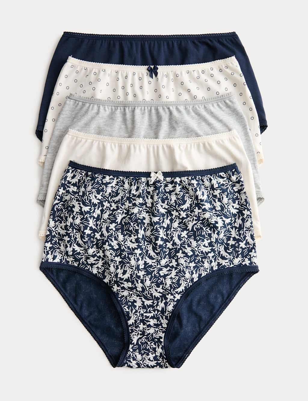 Marks & Spencer M&S 5pk Cotton Lycra™ Printed Full Briefs Grey Mix