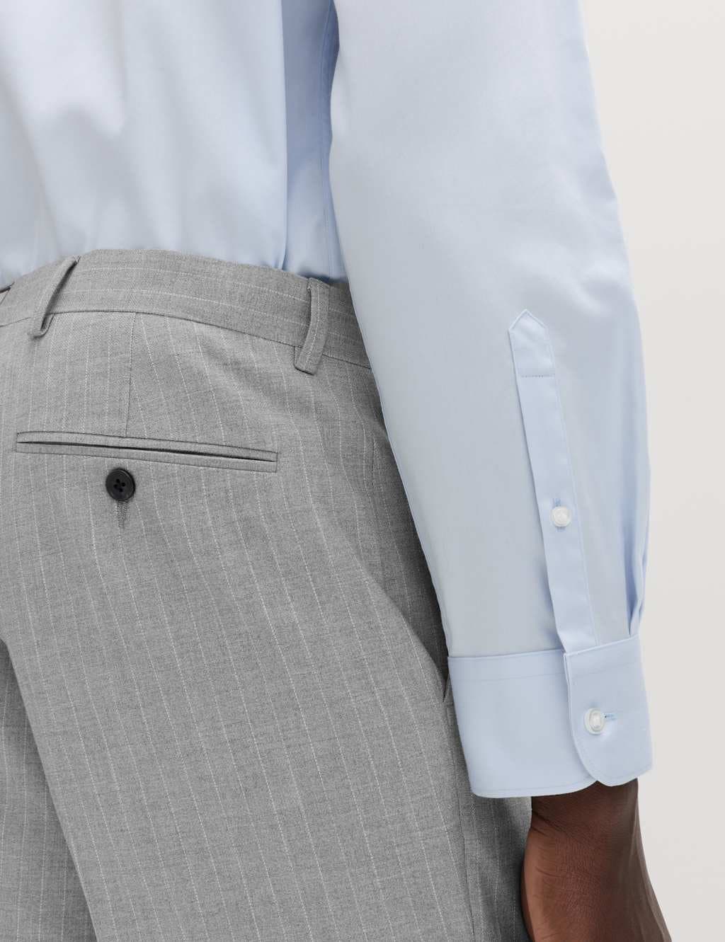 Marks & Spencer M&S Regular Fit Pinstripe Suit Trousers Light Grey Mix - 4