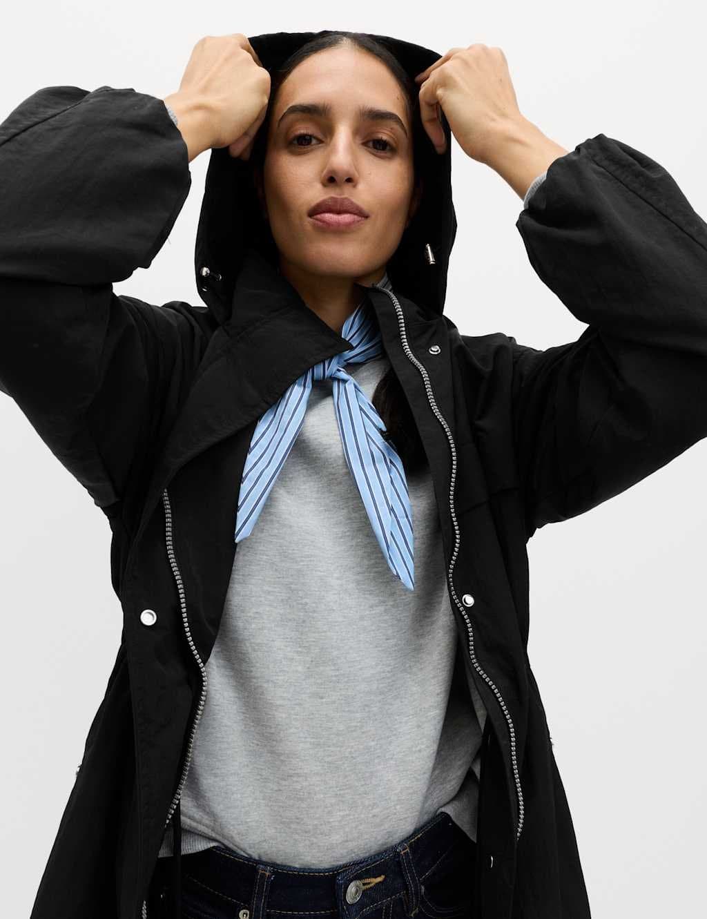 Marks & Spencer M&S Shower Resistant Lightweight Hooded Longline Utility Parka Black - 2