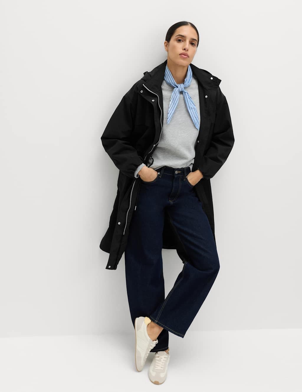 Marks & Spencer M&S Shower Resistant Lightweight Hooded Longline Utility Parka Black - 4