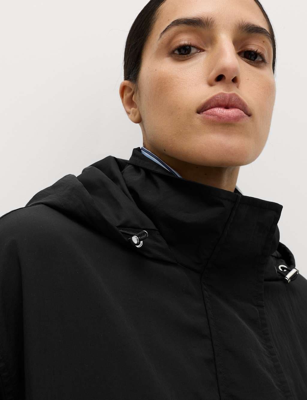 Marks & Spencer M&S Shower Resistant Lightweight Hooded Longline Utility Parka Black - 5