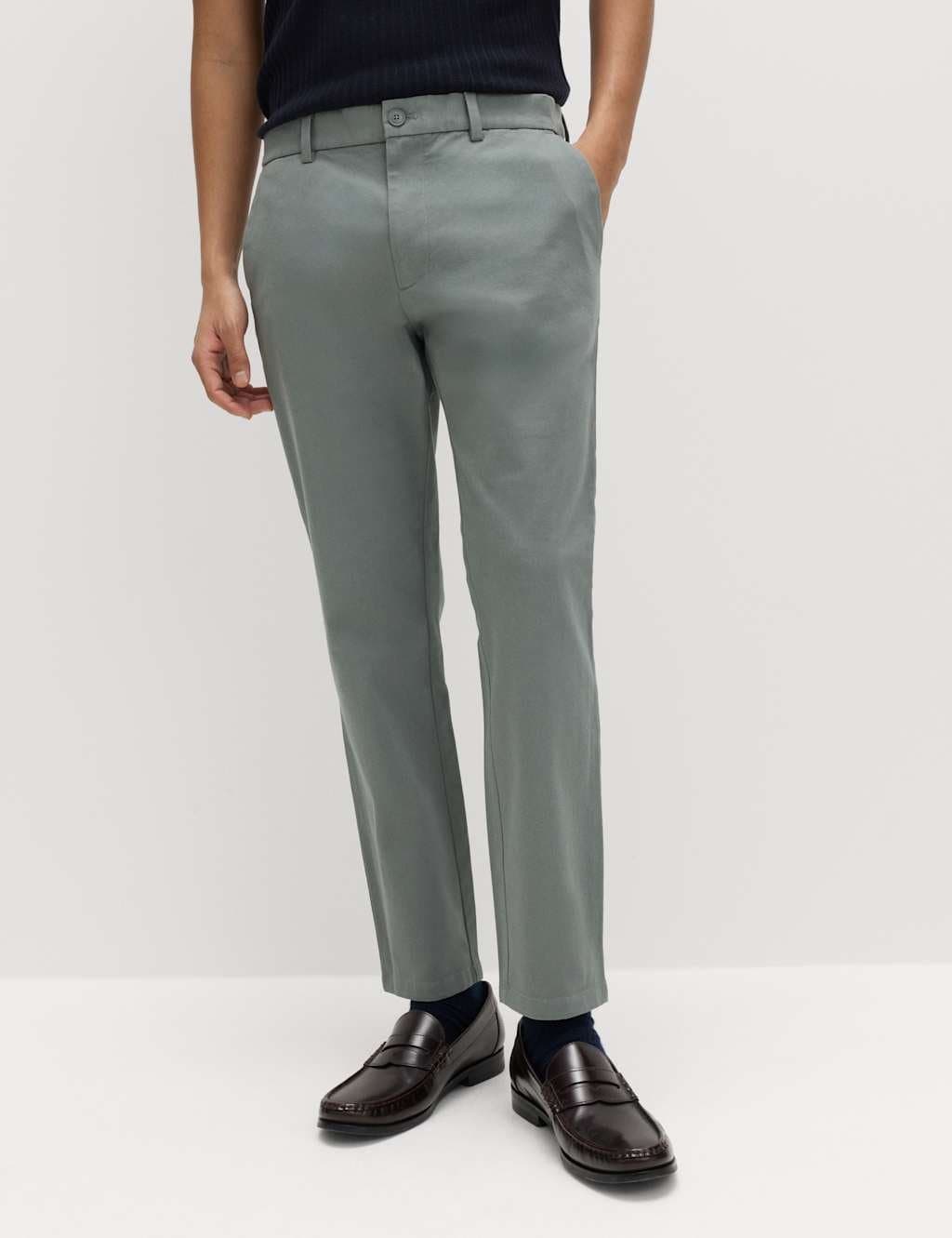 Marks & Spencer M&S The Ultimate Slim Fit Twill Chinos Dark Sage