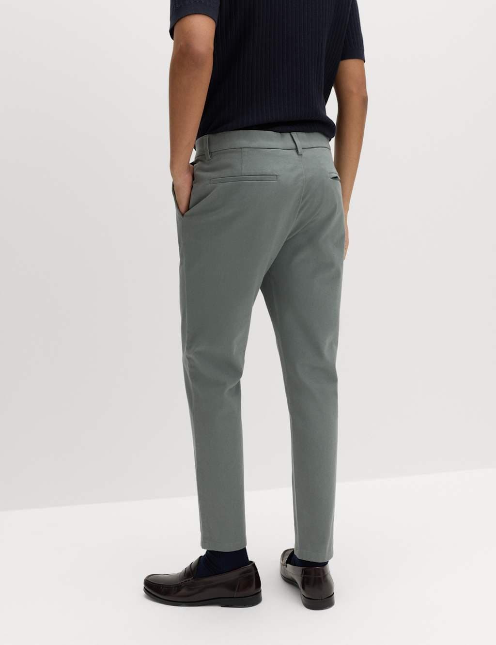 Marks & Spencer M&S The Ultimate Slim Fit Twill Chinos Dark Sage - 4