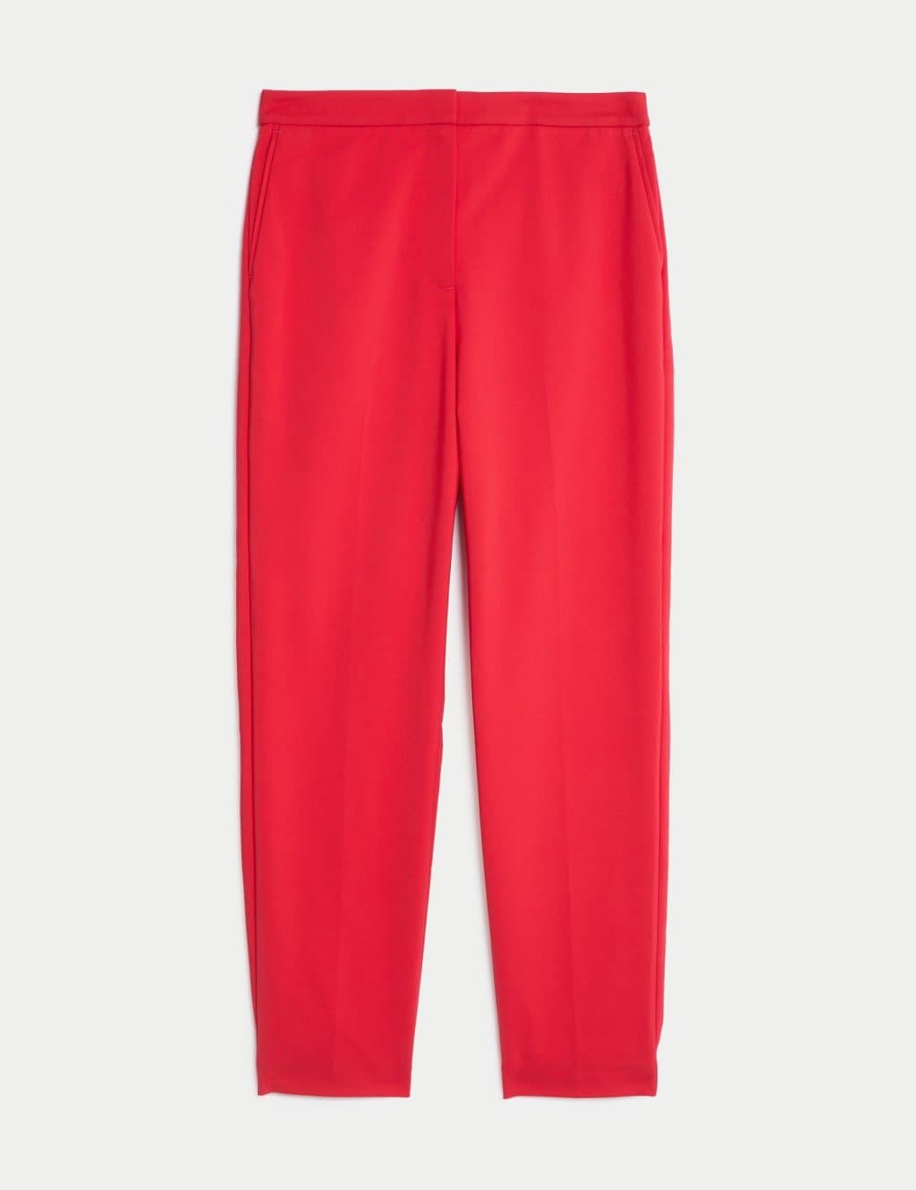 Marks & Spencer M&S Cotton Blend Slim Fit Ankle Grazer Trousers Red Orchid