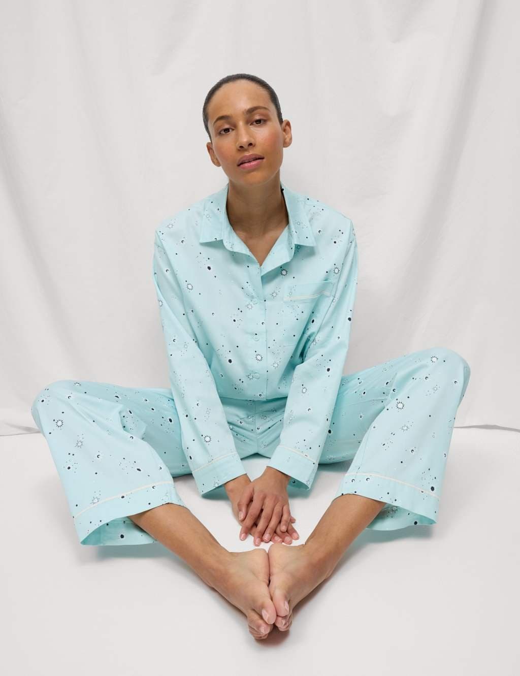 Marks & Spencer M&S Cotton Sateen Eid Printed Pyjama Set Light Green