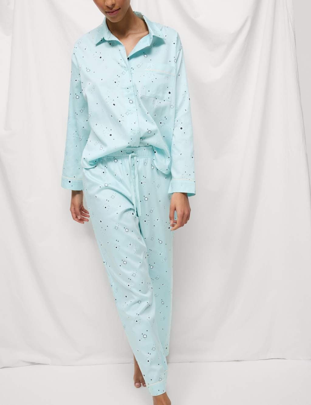 Marks & Spencer M&S Cotton Sateen Eid Printed Pyjama Set Light Green - 2