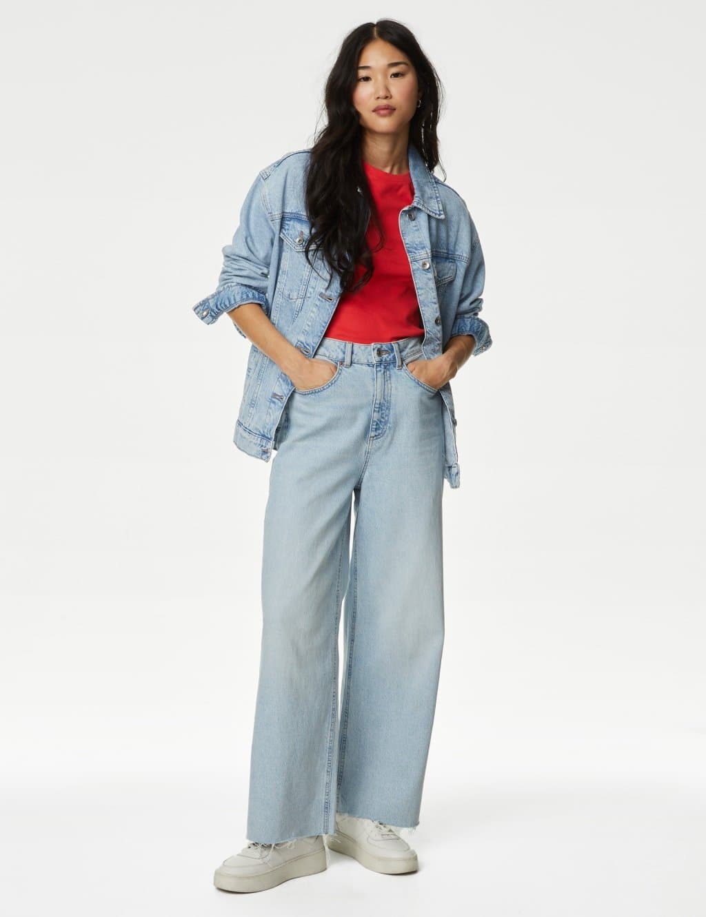 Marks & Spencer M&S Pure Cotton Slim Fit T-Shirt Medium Red - 2