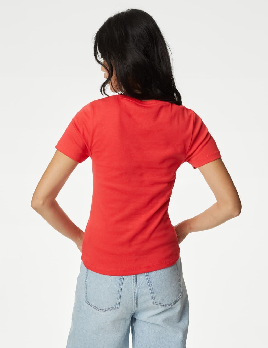 Marks & Spencer M&S Pure Cotton Slim Fit T-Shirt Medium Red - 4
