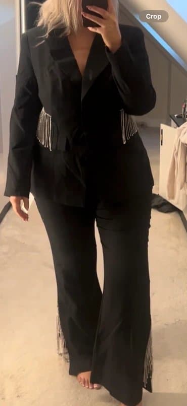 ASOS Asos LUXE co ord blazer and trousers with diamanté fringing