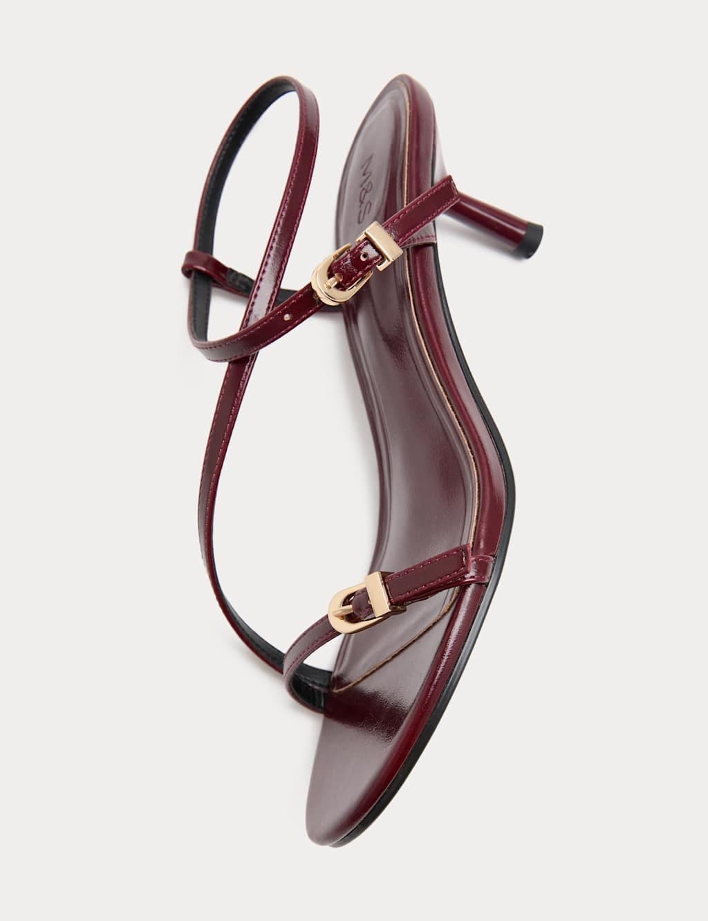 Marks & Spencer M&S Buckle Strappy Kitten Heel Sandals Burgundy