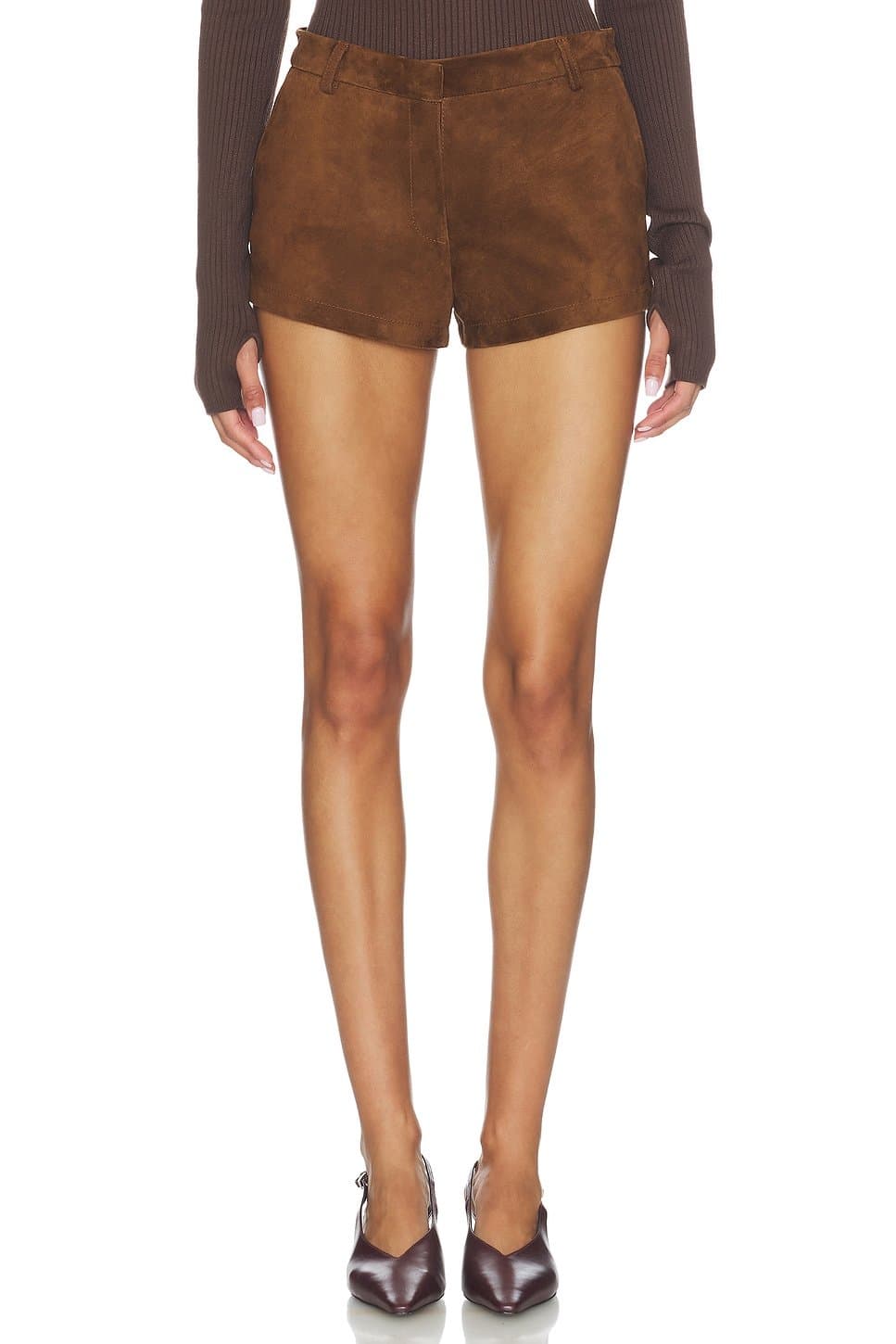 revolve Leather Suede Mini Short