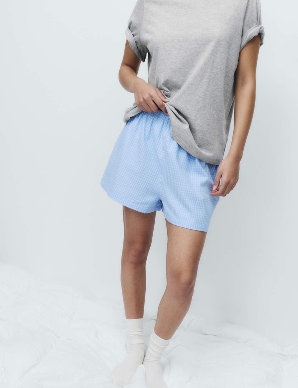 Marks & Spencer M&S Cotton Rich Printed Shortie Set Grey Mix - 3