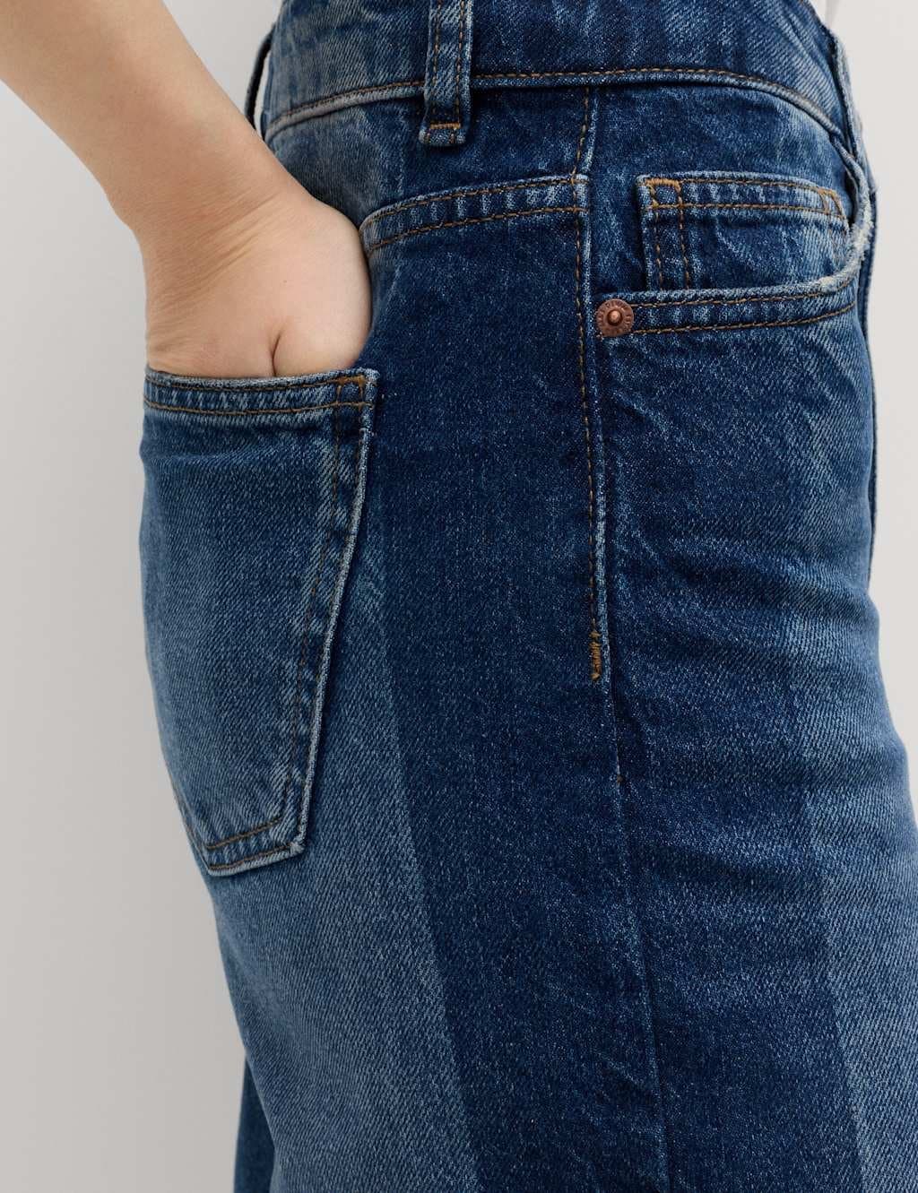 Marks & Spencer M&S High Waisted Two Tone Wide Leg Jeans Dark Indigo Mix - 4