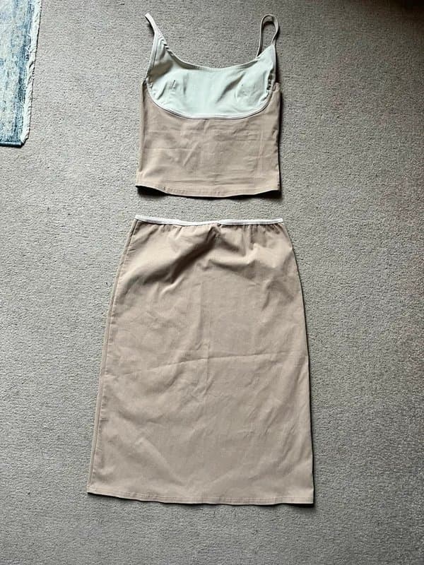 ASOS ASOS cream and beige cami and skirt co-ord xs s