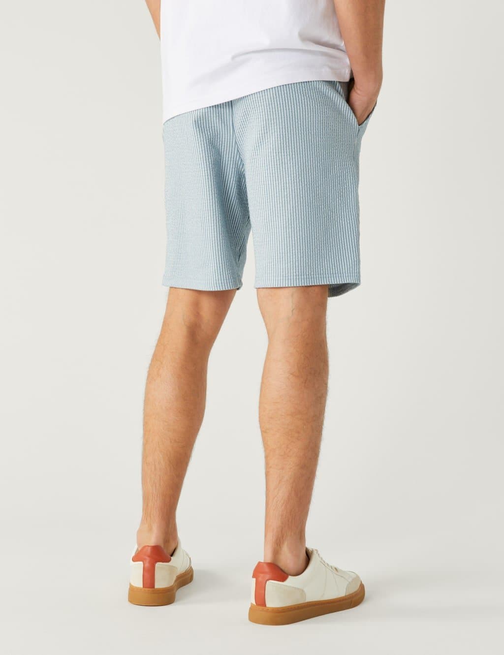 Marks & Spencer M&S Striped Drawstring Jersey Shorts Light Duck Egg - 3