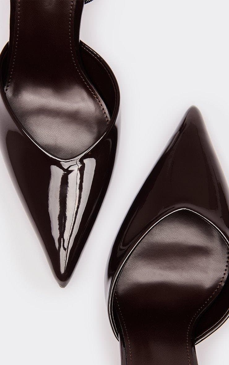 EGO Cyran Pointed Toe Slingback Court Heel In Brown Patent, Women's Size UK 3 - 2