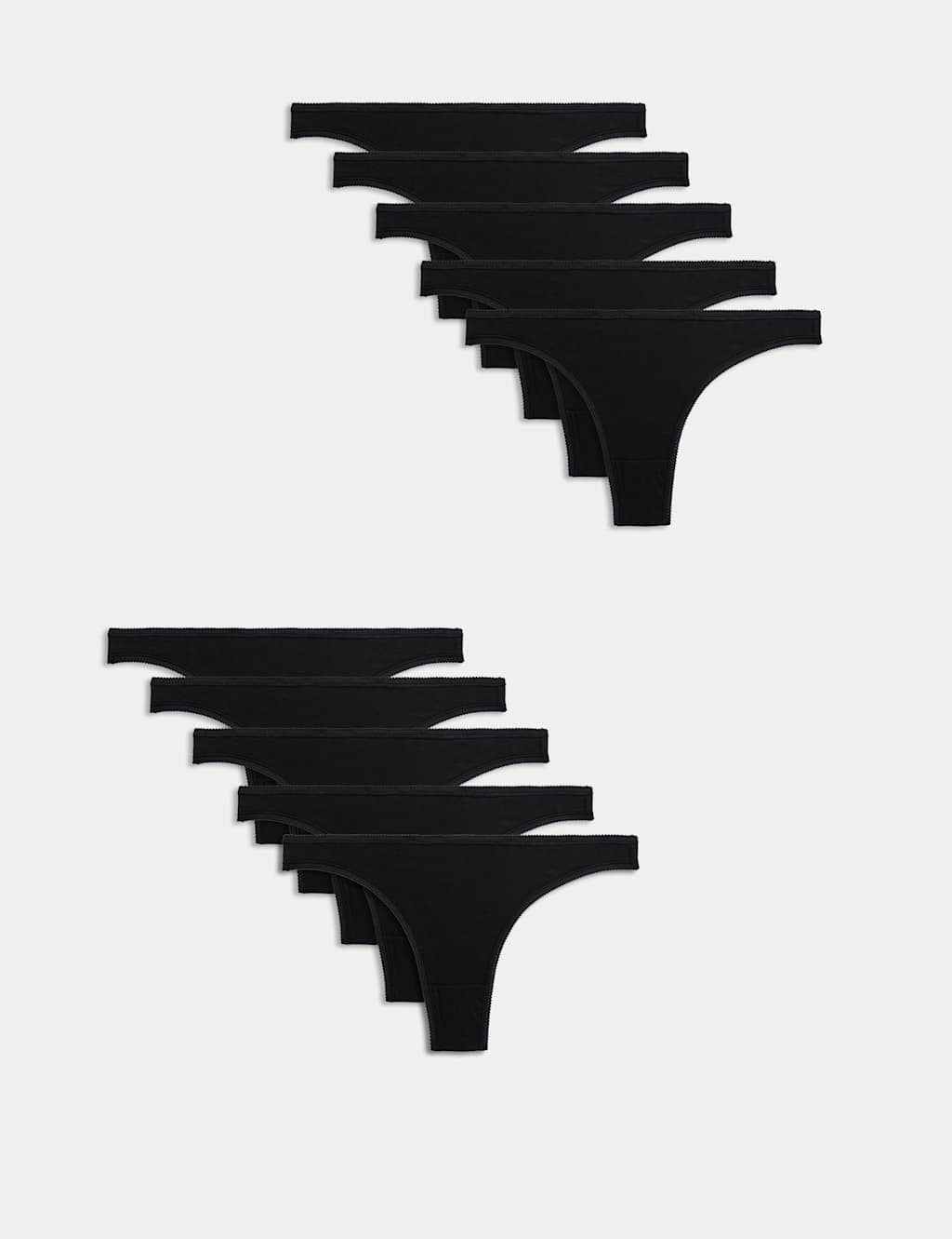 Marks & Spencer M&S 10pk Cotton Lycra® Thongs Black