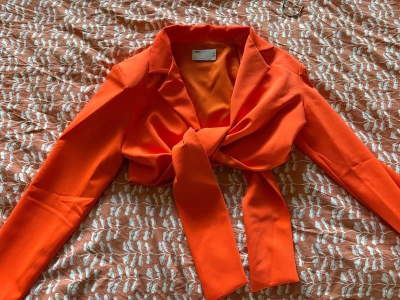 ASOS ASOS Women’s Cropped Blazer Size 12 Coral Pink Orange Luxe