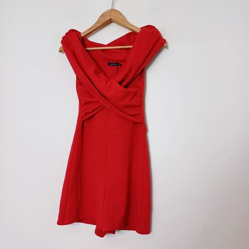Boohoo Boohoo women's red Cross front jumpsuit - playsuit size 8 worn once