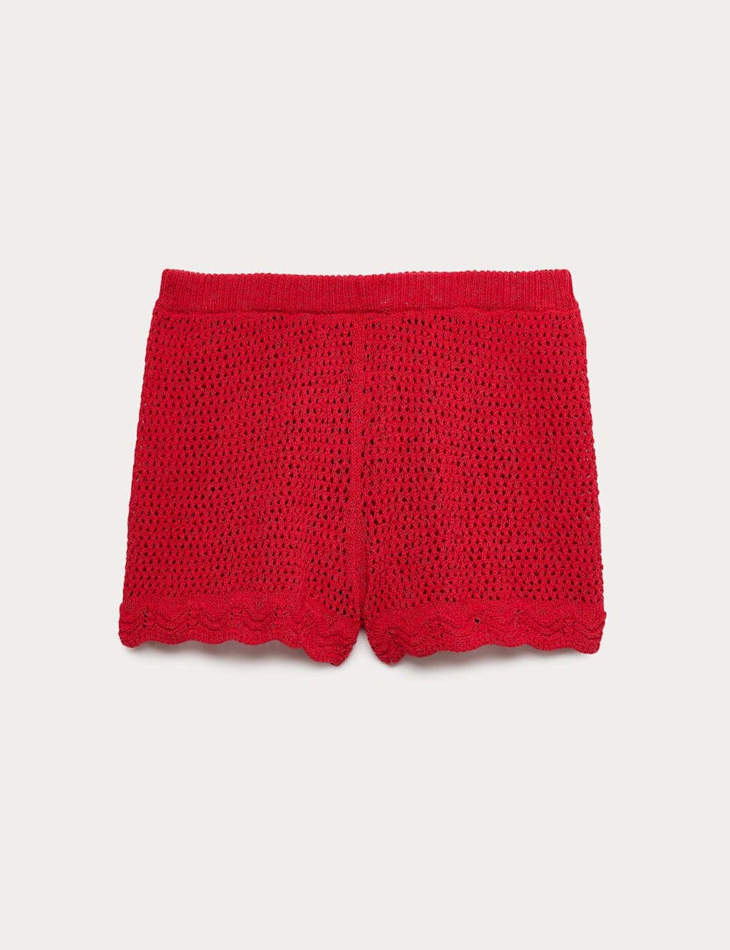 Marks & Spencer M&S Cotton Blend Crochet-Look Beach Shorts Chilli - 2