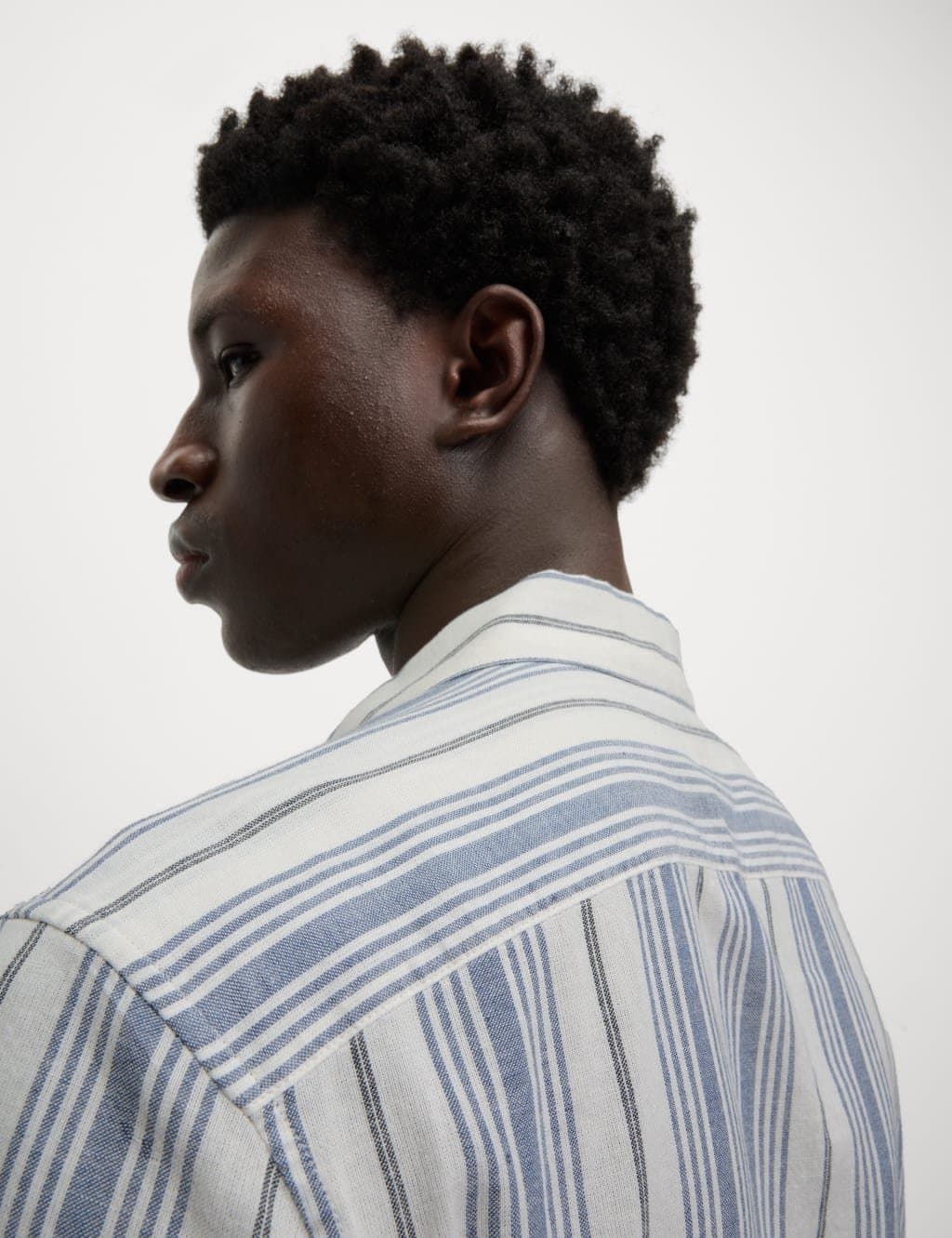 Marks & Spencer M&S Easy Iron Pure Cotton Striped Shirt Blue Mix - 2