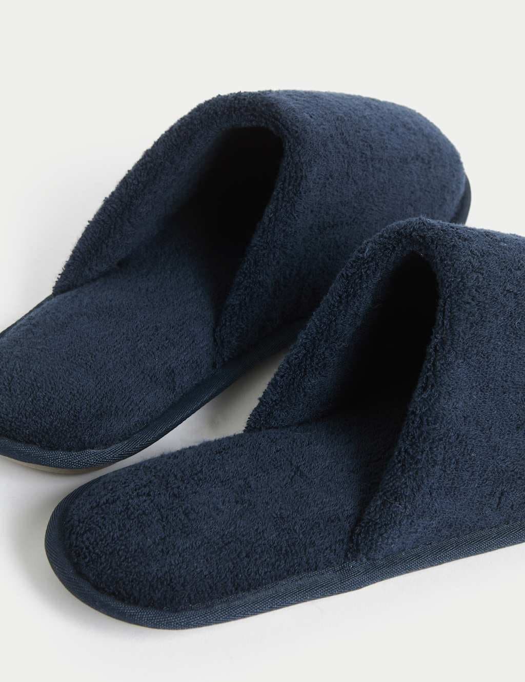Marks & Spencer M&S Towelling Mule Slippers with Freshfeet™ Navy - 2