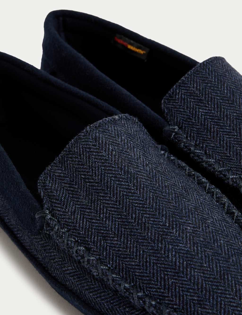 Marks & Spencer M&S Herringbone Moccasin Slippers with Freshfeet™ Navy - 2
