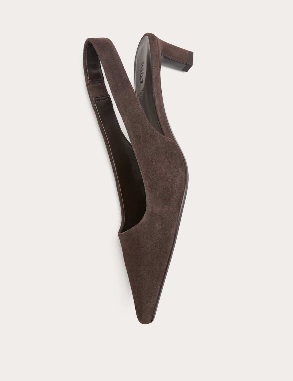 Marks & Spencer M&S Suede Kitten Heel Pointed Slingback Shoes Brown - 2