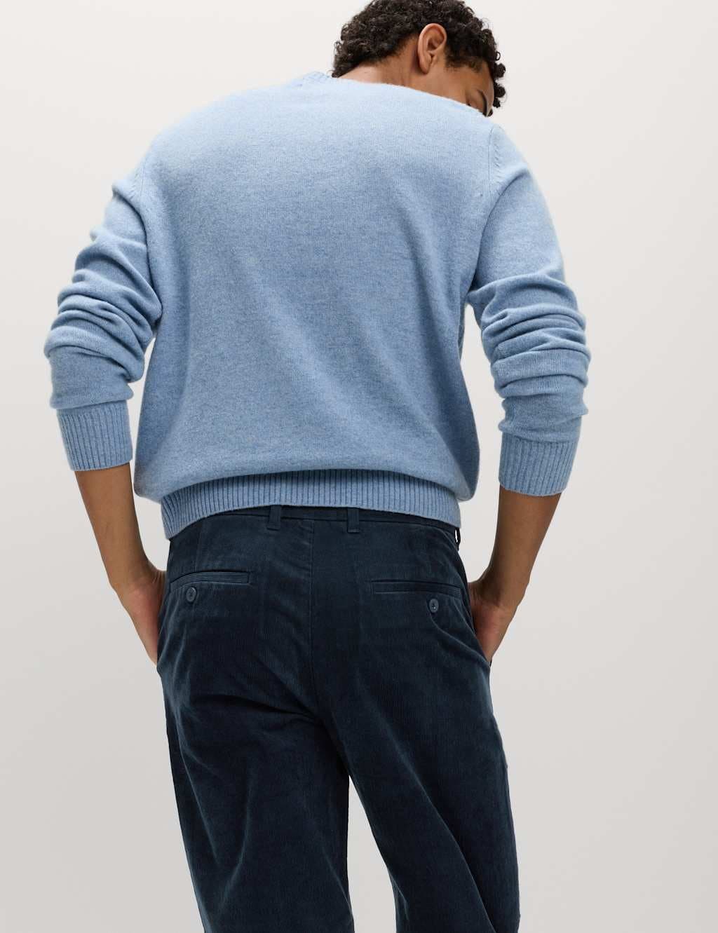 Marks & Spencer M&S Regular Fit Corduroy Stretch Chinos Navy - 3