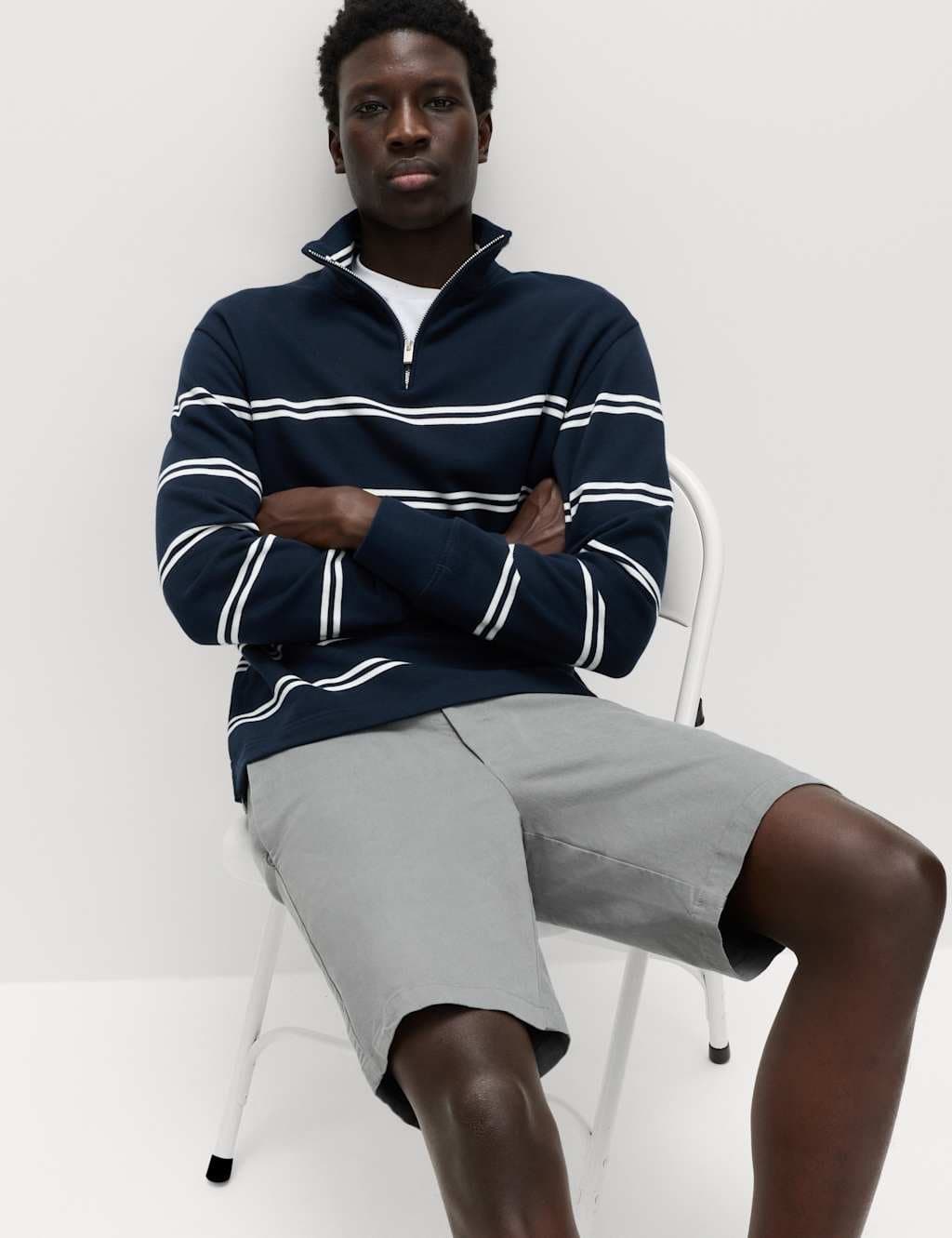 Marks & Spencer M&S 2 Pack Slim Fit Stretch Chino Shorts Ash Grey Mix - 2