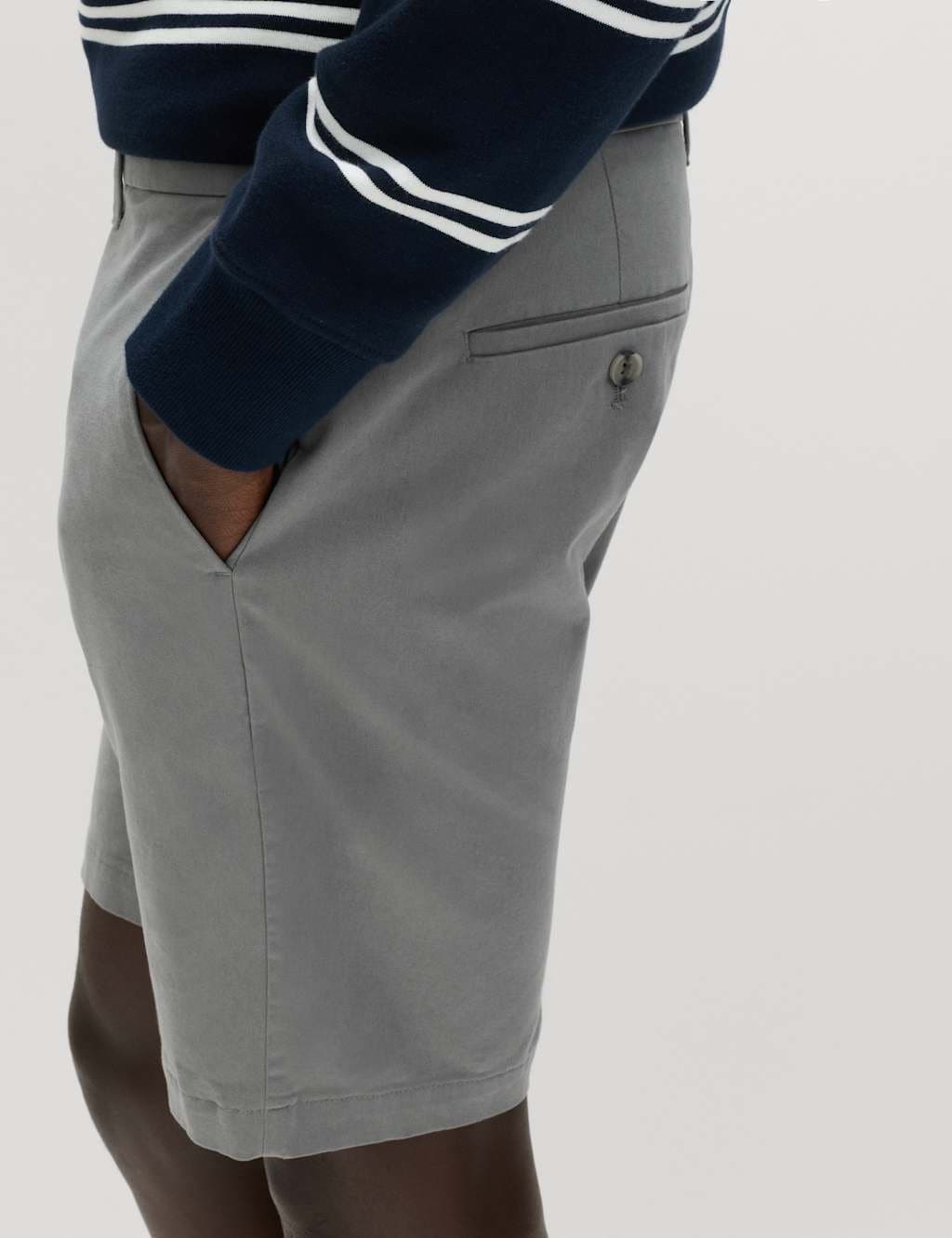 Marks & Spencer M&S 2 Pack Slim Fit Stretch Chino Shorts Ash Grey Mix - 3