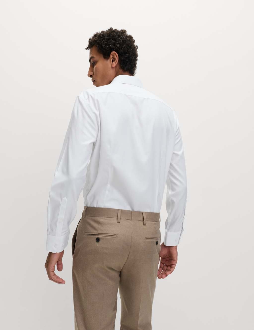 Marks & Spencer M&S Slim Fit 2 Inch Shorter Ultimate Non Iron Cotton Shirt White - 4