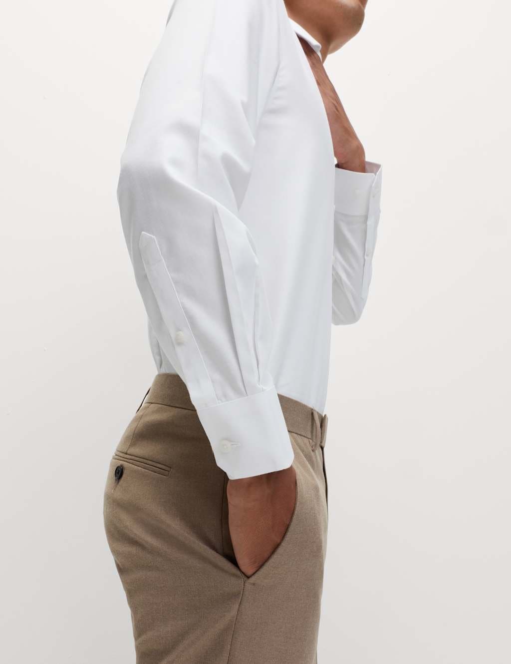 Marks & Spencer M&S Slim Fit 2 Inch Shorter Ultimate Non Iron Cotton Shirt White - 5