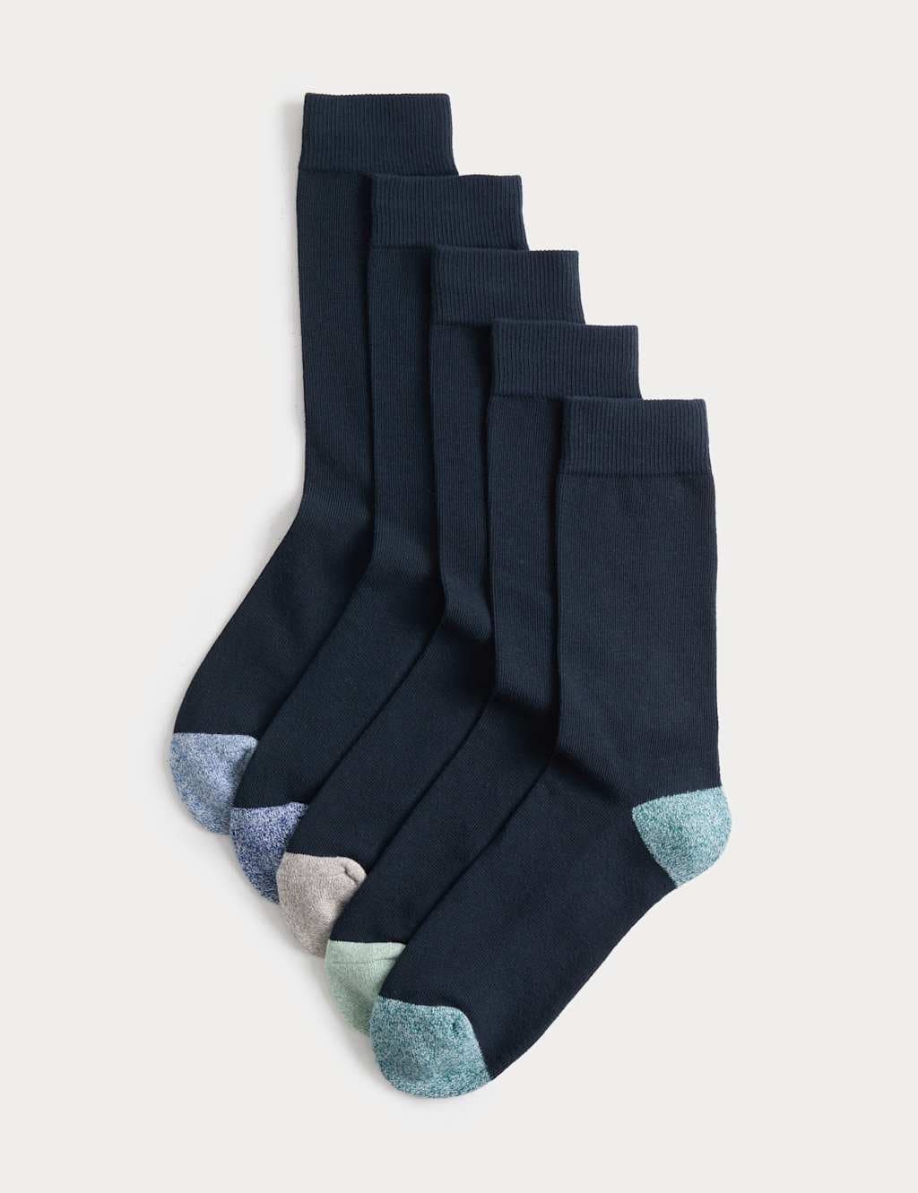 Marks & Spencer M&S 5 Pack Cool & Fresh™ Cotton Rich Cushioned Socks Navy Mix - 2