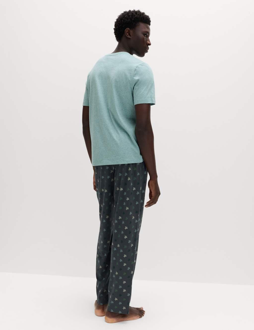 Marks & Spencer M&S Pure Cotton Turtle Print Pyjama Set Teal Mix - 4