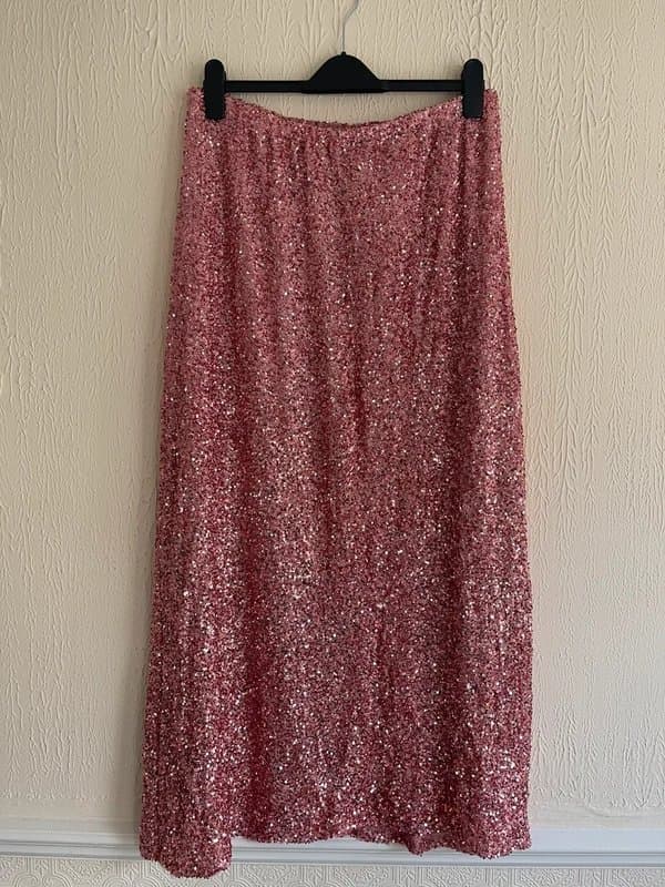 Never Fully Dressed Never fully dressed Pink Sequin Dorris skirt size UK 16